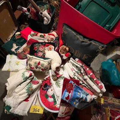 Tub of Christmas Linens