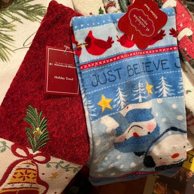 Tub of Christmas Linens