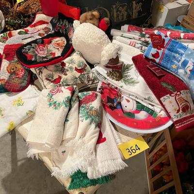 Tub of Christmas Linens