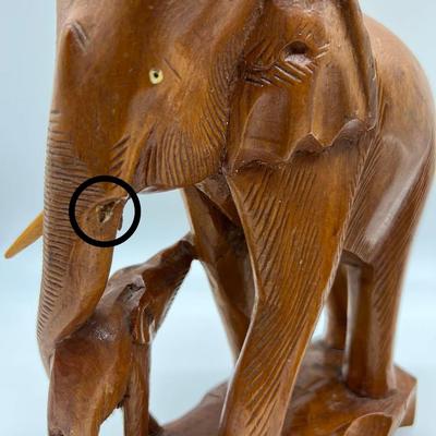Carved Wooden Elephant Pair *Read Details