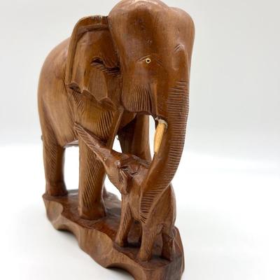 Carved Wooden Elephant Pair *Read Details