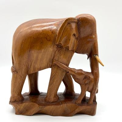 Carved Wooden Elephant Pair *Read Details