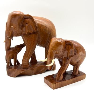 Carved Wooden Elephant Pair *Read Details