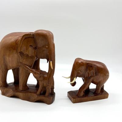 Carved Wooden Elephant Pair *Read Details