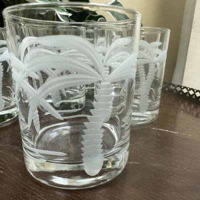 Set of 6 Palm Tree Etched Glasses