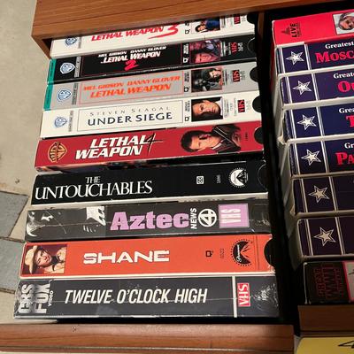 VHS Movies w/ Storage Cabinet