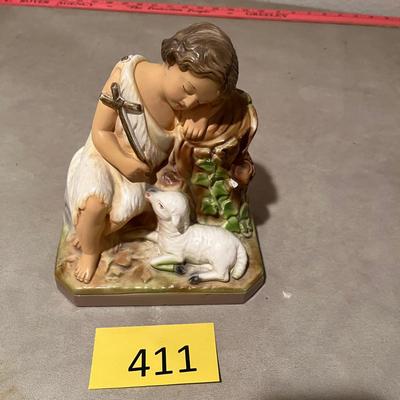 Figure of boy w/ sheep