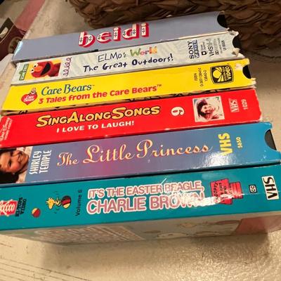 Basket of Children's VHS tapes