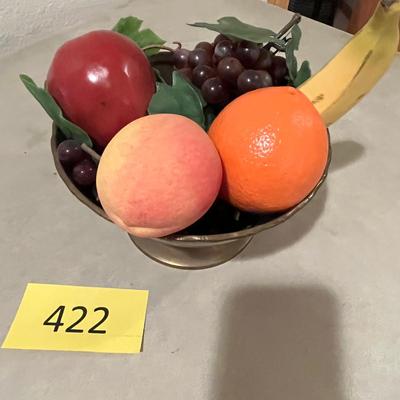 Brass bowl with fake fruit