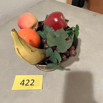 Brass bowl with fake fruit