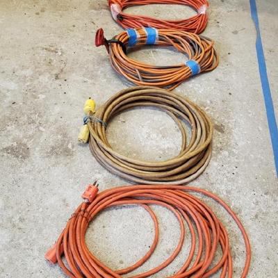 Collection of Extension Cords Various Lengths and Gauges