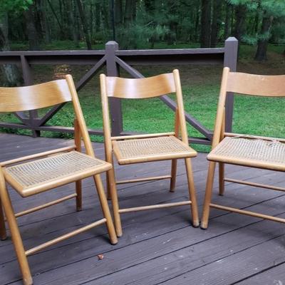 Set of Three Wood Folding Chairs