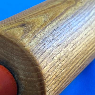VINTAGE RED HANDLE WOODEN ROLLING PIN