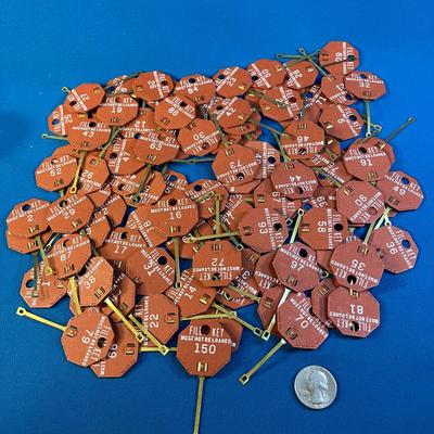 SET OF 90+ METAL VINTAGE FILE KEYS INDIVIDUALLY NUMBERED LIKE NEW