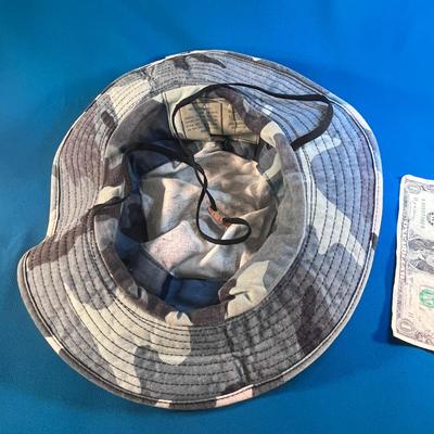 â€œTRU-SPECâ€ FULL BRIM BLUE GREY CAMO HAT WITH AIR VENTS, CHIN STRAP