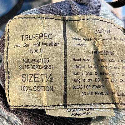 â€œTRU-SPECâ€ FULL BRIM BLUE GREY CAMO HAT WITH AIR VENTS, CHIN STRAP