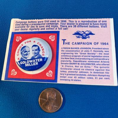 PRESIDENTIAL CAMPAIGN OF 1964 REPRO PIN BACK BUTTON GOLDWATER-MILLER