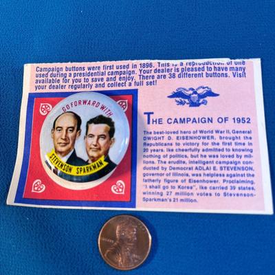 PRESIDENTIAL CAMPAIGN OF 1952 REPRO PIN BACK BUTTON STEVENSON-SPARKMAN