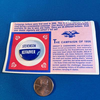 PRESIDENTIAL CAMPAIGN OF 1956 REPRO PIN BACK BUTTON STEVENSON KEFAUVER