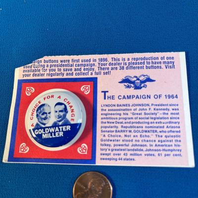 PRESIDENTIAL CAMPAIGN OF 1964 REPRO PIN BACK BUTTON GOLDWATER-MILLER