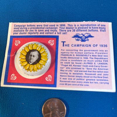 PRESIDENTIAL CAMPAIGN OF 1936 REPRO PIN BACK BUTTON ALFRED LANDON