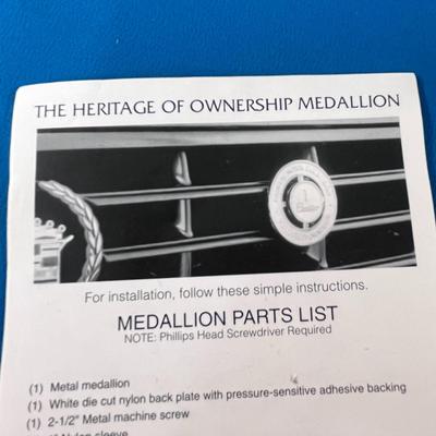 CADILLAC OWNERSHIP MEDALLION COMPLETE KIT FOR MOUNTING ON GRILL