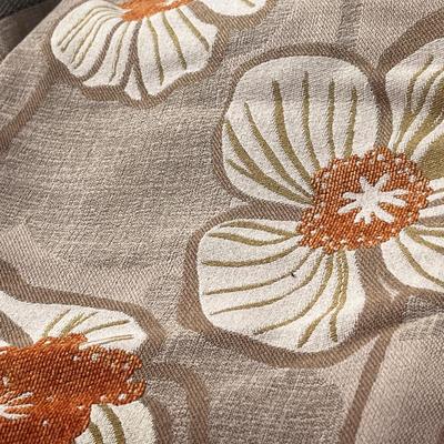 PAIR OF MATCHING BROCADE TWEED THROW PILLOW COVERS ORANGE GOLD FLOWER