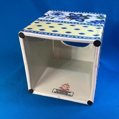LOVELY BLUE AND YELLOW FLORAL CERAMIC TISSUE BOX COVER