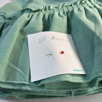 68â€ DIAMETER SOFT GREEN ROUND RUFFLED TABLECLOTH