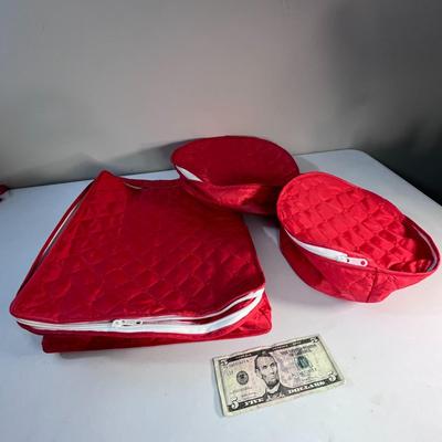 3 PC. QUILTED PADDED ZIPPERED CHINA STORAGE BAGS