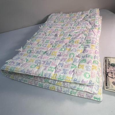 FLANNEL ALPHABET BABY QUILT HAND TIED