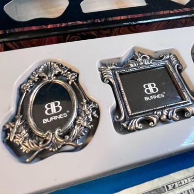 SET OF 4 OLD FASHIONED ORNATE MINI PICTURE FRAMES WITH SELF STANDS