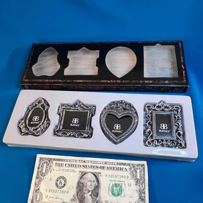 SET OF 4 OLD FASHIONED ORNATE MINI PICTURE FRAMES WITH SELF STANDS