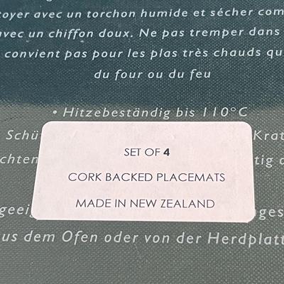 SET OF 4 CORK BACK PLACE MATS NEW IN PACKAGE MADE IN NEW ZEALAND