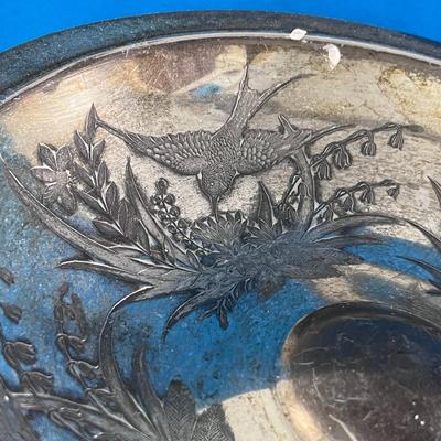 VICTORIAN FOOTED, HANDLED FANCY SERVING DISH INCISED SWALLOW DESIGN