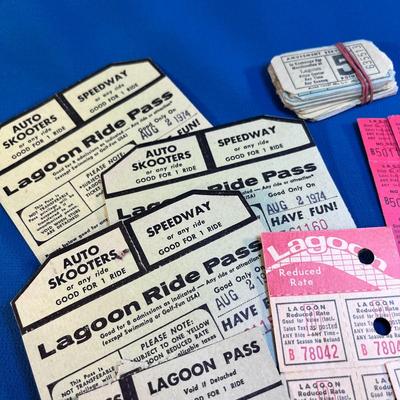 ASSORTMENT OF VINTAGE LAGOON RIDE PASSES AND TICKETS