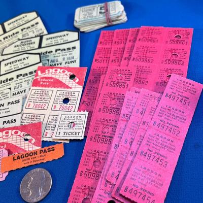 ASSORTMENT OF VINTAGE LAGOON RIDE PASSES AND TICKETS