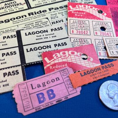 ASSORTMENT OF VINTAGE LAGOON RIDE PASSES AND TICKETS