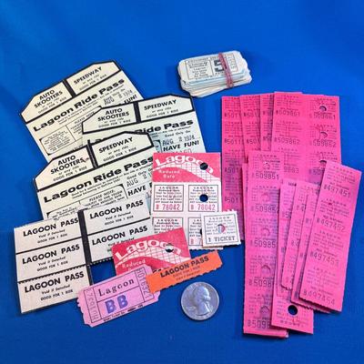 ASSORTMENT OF VINTAGE LAGOON RIDE PASSES AND TICKETS