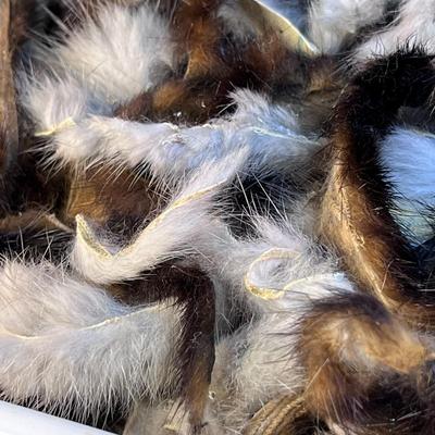 BIN FULL OF REAL FUR STRIPS (MINK?) FOR FLY TYING 