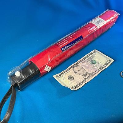 NEW IN PACKAGE RED NYLON UMBRELLA 