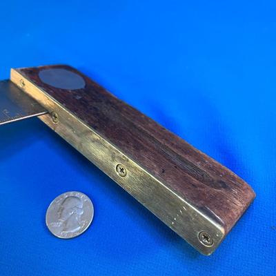 ANTIQUE 90 DEGREE SQUARE TOOL WOOD AND BRASS 