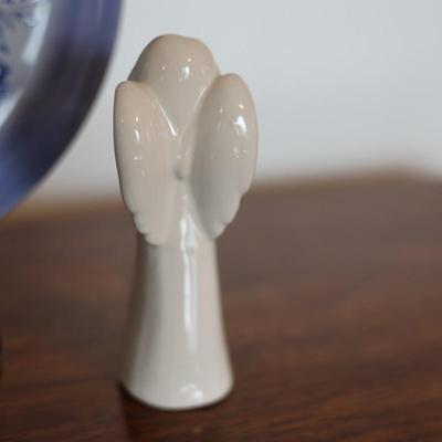 Blue and White Praying Hands Collectible Plate and Angel