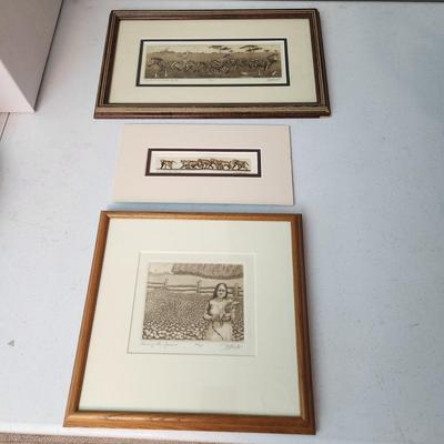 3 Pieces Art Signed by David Hunter
