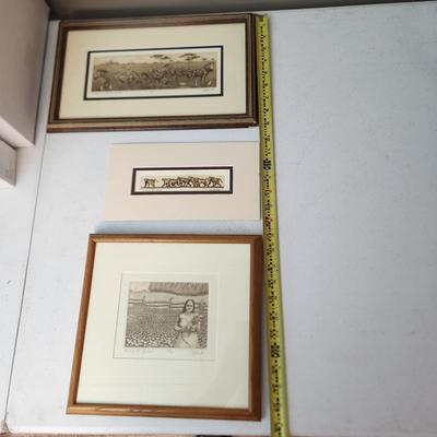 3 Pieces Art Signed by David Hunter