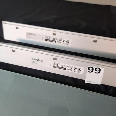 2 IKEA Ljusdal wall-mounted floating frosted glass shelves 46.5"x10"
