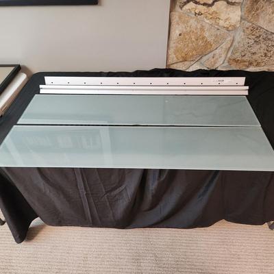 2 IKEA Ljusdal wall-mounted floating frosted glass shelves 46.5"x10"