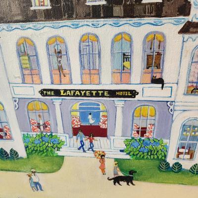 The Lafayette Hotel Folk Art By Jan B Johnson  31x16