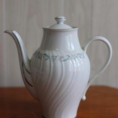 CAMELOT China - Coffee Pot & Lid, Flat Cups, Saucers, Creamer & Sugar Bowl