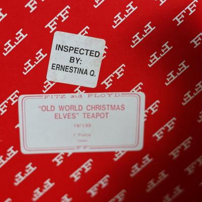FITZ AND FLOYD Old World Christmas Elves Teapot